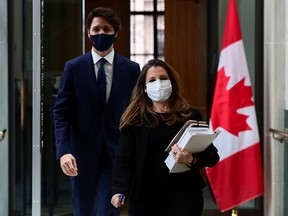 Prime Minister Justin Trudeau and Finance Minister Chrystia Freeland pictured at the time of the last federal budget.