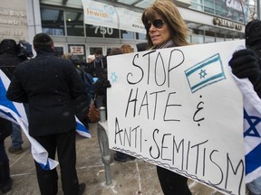 Joanne Steinberg at a rally speaking out against anti-Semitism in Canadian society in front of the Miles Nadal Jewish Community Centre at Bloor St. and Spadina Ave. in Toronto, Ont.  on Monday March 13, 2017. Ernest Doroszuk/Postmedia Network