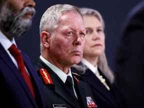 Then Chief of the Defence Staff General Jonathan Vance attends a news conference in Ottawa in a file photo from Jan. 9, 2020. Vance has received a conditional discharge after pleading guilty to obstruction of justice.