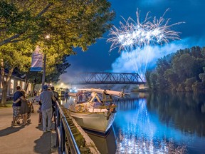 Fireworks over the Erie canal in Oneida County
