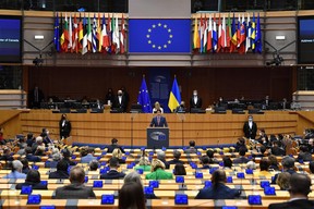 Prime Minister Justin Trudeau is back in Europe. Barely a week after his whirlwhind tour of the continent dropping in on fellow NATO countries, on Wednesday he spokes at a plenary session of the European Parliament. The Europeans were reportedly quite nice; he got a standing ovation and everything.
