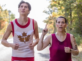 Asivak Koostachin and Dakota Ray Hebert in Run Woman Run.