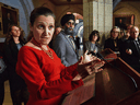 Foreign Affairs Minister Chrystia Freeland and Defence Minister Harjit Sajjan hold a press conference in the House of Commons in March 2017.