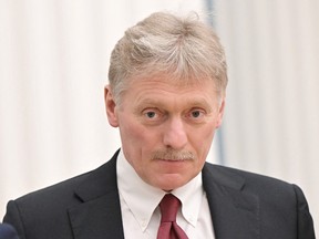 Kremlin spokesman Dmitry Peskov attends a joint news conference of Russian President Vladimir Putin and Belarusian President Alexander Lukashenko in Moscow, Russia February 18, 2022.