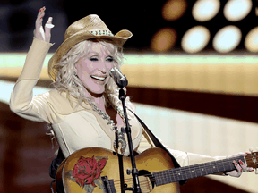Dolly Parton performs during the Academy of Country Music Awards in Las Vegas on March 07, 2022.