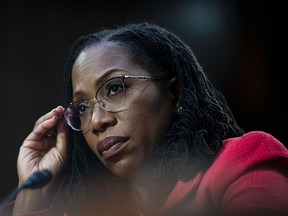 Ketanji Brown Jackson, associate justice of the U.S. Supreme Court nominee for U.S. President Joe Biden, during a Senate Judiciary Committee confirmation hearing in Washington, D.C., U.S., on Tuesday, March 22, 2022.