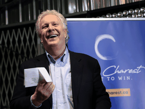 Jean Charest officially announces his candidacy for the leadership of the Conservative Party of Canada in Calgary on Thursday, March 10, 2022.