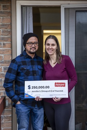 Jennifer S. and Louis F. from Thornhill plan to use their winnings to help pay for a down payment on a home.