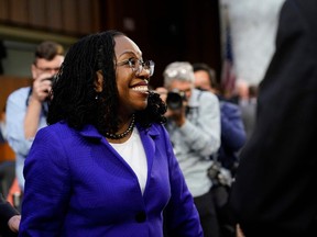 Supreme Court nominee Ketanji Brown Jackson arrives for her Senate Judiciary Committee confirmation hearing on Capitol Hill in Washington, DC on March 21, 2022. She is to become the first Black woman to sit on the Supreme Court.