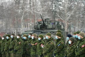 Canadian troops of NATO in Adazi, Latvia February 3, 2022. REUTERS/Ints Kalnins
