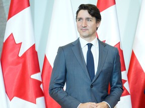 Prime Minister Justin Trudeau pictured in Warsaw, Poland on March 10.