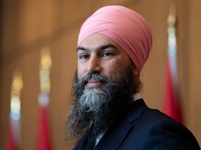 New Democratic Party leader Jagmeet Singh during a news conference to announce a 'supply and confidence' deal with the federal Liberals, Tuesday, March 22, 2022 in Ottawa. THE CANADIAN PRESS/Adrian Wyld