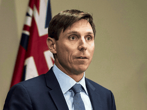 Patrick Brown, then leader of the Ontario Progressive Conservatives, speaks at a press conference on January 24, 2018 after allegations of misconduct came out.