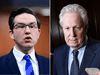 Conservative leadership candidates Pierre Poilievre (left) and Jean Charest.