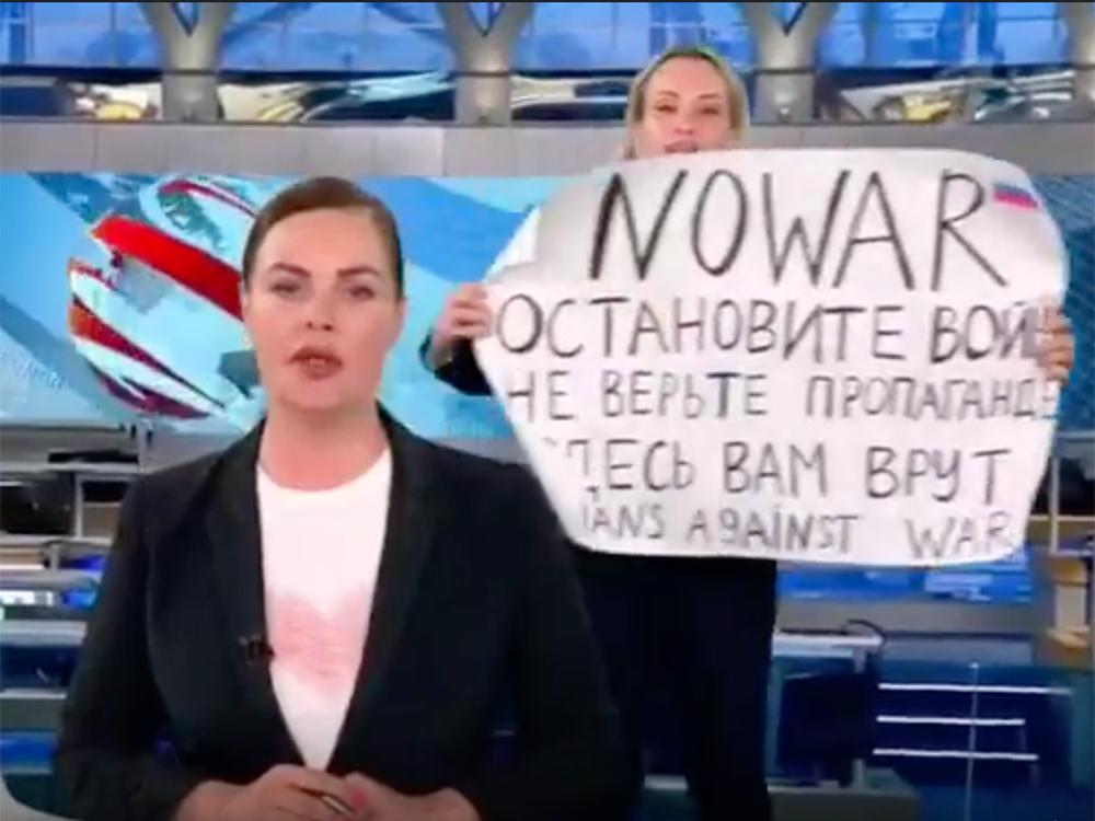 'Stop The War': Protester In Studio Disrupts Live Russian State TV News ...