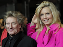 FILE - British singer Rod Stewart (L) and his wife, English model and photographer Penny Lancaster, arrive to attend The Royal Film Performance Hugo, in London, England on November 28, 2011. PHOTO BY FACUNDO ARRIZABALAGA/AFP/GETTY IMAGES