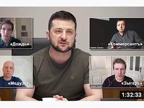 Ukrainian President Volodymyr Zelensky gives a rare interview to four Russian journalists on Sunday.