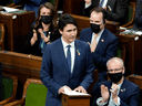 Prime Minister Justin Trudeau speaks before a virtual address to Parliament by Ukrainian President Volodymyr Zelensky in the House of Commons in Ottawa, March 15, 2022.