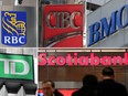 FILE PHOTO: A combination photo shows Canadian investment banks RBC CIBC BMO TD and Scotiabank in Toronto
