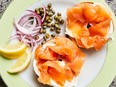 Home-cured lox — cured salmon — from Bagels, Schmears, and a Nice Piece of Fish
