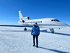 Russian billionaire Vasily Shakhnovsky posing in front of his Dassault Falcon 900 plane on a trip to Antarctica. Shakhnovsky was hit with more than $20,000 in fines and this jet detained in Yellowknife airport after it allegedly tried to skirt a recent round of measures closing Canadian airspace to any aircraft owned or controlled by Russian nationals.