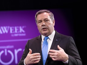Jason Kenney, Alberta's premier, speaks during the 2022 CERAWeek by S&P Global conference in Houston, Texas.