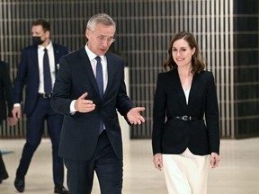 NATO Secretary General Jens Stoltenberg and Finnish Prime Minister Sanna Marin met during the North Atlantic Council's visit to Helsinki in October 2021