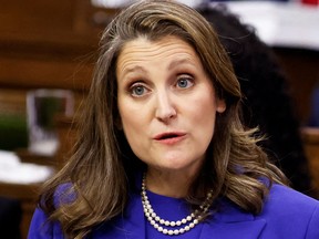 Deputy Prime Minister Chrystia Freeland delivers the 2022-23 budget in the House of Commons on April 7, 2022.