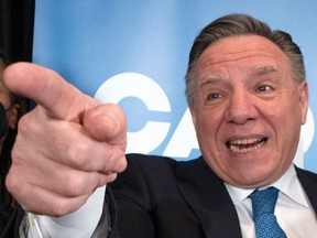 Quebec Premier François Legault, seen celebrating byelection results on April 11, 2022, is doing francophone and allophone students a disservice by not allowing them to attend English Cegeps, should they desire to do so, writes Terry L. Newman.