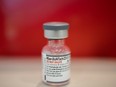 A vial of the Pfizer-BioNTech COVID-19 vaccine, approved for second boosters in some provinces.