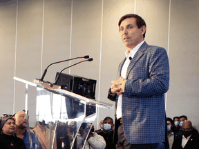 Patrick Brown announces his candidacy for the federal Conservative Leadership at a rally in Brampton, Ont. on March 13, 2022.