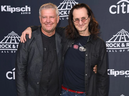 FILE: Inductees Alex Lifeson (L) and Geddy Lee of RUSH pose at the 31st Annual Rock And Roll Hall of Fame Induction Ceremony at Barclays Center on Apr. 7, 2017 in New York City. / PHOTO BY ANGELA WEISS/AFP VIA GETTY IMAGES