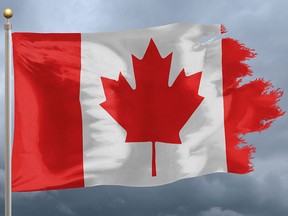 Torn Canadian flag