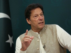 Pakistan's Prime Minister Imran Khan speaks during an interview with Reuters in Islamabad, Pakistan June 4, 2021.