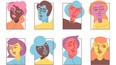 People Avatar Icons Set Flat Vector Stylized Illustration Isolated On White Background. Gender Diversity
