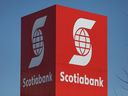 FILE PHOTO: The Bank of Nova Scotia (Scotiabank) logo is seen outside of a branch in Ottawa, Ontario, Canada, February 14, 2019. REUTERS/Chris Wattie/File Photo