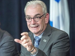 UPAC commissioner Robert Lafrenière speaks to the media at a news conference in Montreal on Tuesday, Oct. 31, 2017.