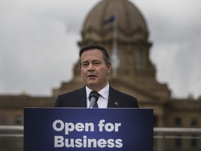 Premier-Designate Jason Kenney addresses the media the day his after his election victory in Edmonton on Wednesday April 17, 2019.