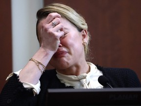 US actress Amber Heard testifies at the Fairfax County Circuit Courthouse in Fairfax, Virginia, on May 5, 2022.