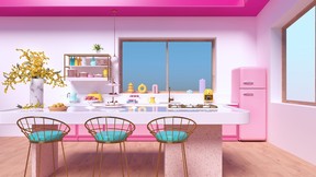 Rendering des Innenraums des Barbie-Traumhauses: Küche