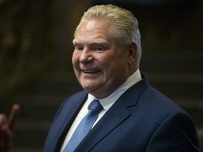 Ontario Premier Doug Ford is pictured before his Government delivers the provincial 2022 budget at the Queens Park Legislature, in Toronto, on Thursday, April 28, 2022.
