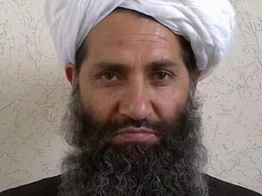 In this file undated handout photograph released by the Afghan Taliban on May 25, 2016 shows, according to the Afghan Taliban, the new Mullah Haibatullah Akhundzada posing for a photograph at an undisclosed location.