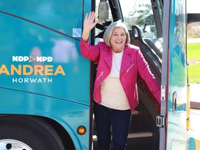 Ontario NDP leader Andrea Horwath made a campaign stop in Sudbury, Ont. on Monday May 9, 2022.