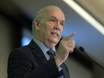B.C. Premier John Horgan speaks at the Council of Forest Industries convention in Vancouver, April 29, 2022.