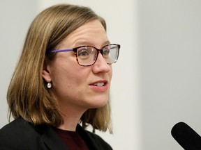 Karina Gould, Minister of Families, Children and Social Development, shown in Edmonton on April 19, 2022, said Canadian women would be affected, too, if the U.S. Supreme Court overturns a 1973 decision legalizing abortion in the United States.