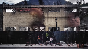 A screenshot from a new commercial by the Calgary-headquartered company ATCO, which depicts two girls towing a sapling through the burned-out ruins of Lytton, B.C. to the soundtrack of Walking on Sunshine. The commercial so outraged the still-evacuated residents of the community that it prompted questions in the B.C. Legislative Assembly from Peace River North MLA Dan Davies. On June 30, just hours after posting the record for Canada’s hottest ever temperature, Lytton was almost destroyed by wildfire in a blaze that killed two people.