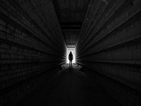 tunnel silhouette in the darkness