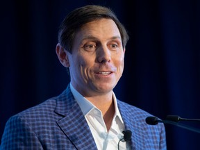 Patrick Brown announces his candidacy for the leadership of the Conservative Party of Canada at a rally in Brampton, Ont., on March 13, 2022.