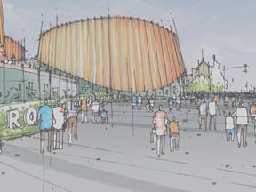 Screenshot des Geschäftsszenarios zum Ersatz des Royal BC Museum in Victoria, wie es den Medien am 25. Mai 2022 vorgestellt wurde.
