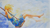 girl on swing, watercolour